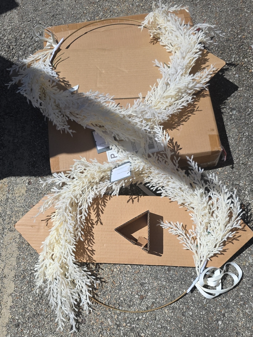 2 New Threshold Ivory Wreaths 22in